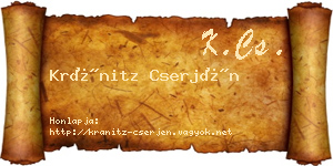 Kránitz Cserjén névjegykártya